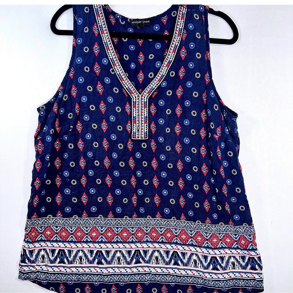 Signature Studio Plus Size 1X‎ Boho Print Sleeveless Tank Top